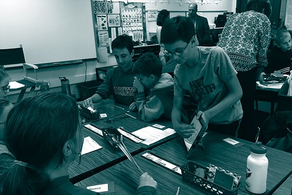 Elementary students at desks